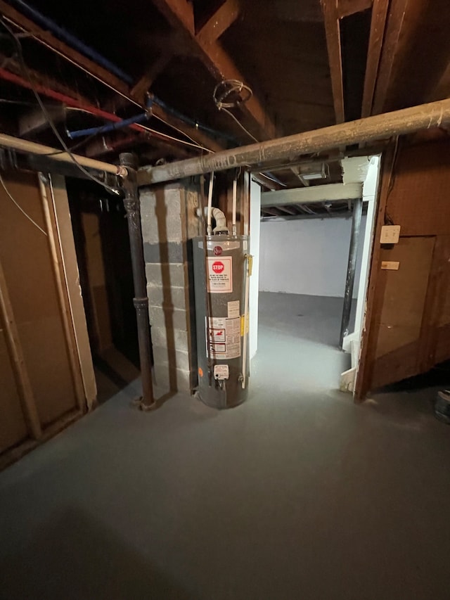 basement with gas water heater