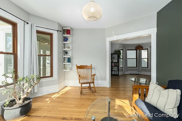 living area featuring hardwood / wood-style floors