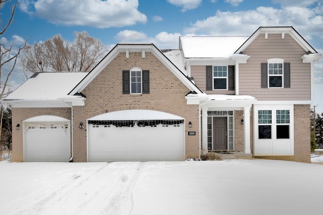 traditional-style house with brick siding