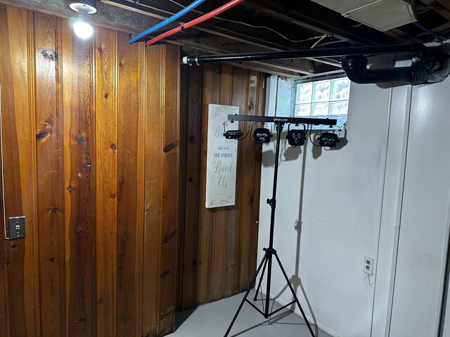 18658 Rutherford St, Detroit, MI 48235 - basement featuring wood walls