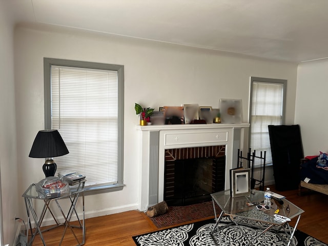 18658 Rutherford St, Detroit, MI 48235 - living room with wood-type flooring and a fireplace