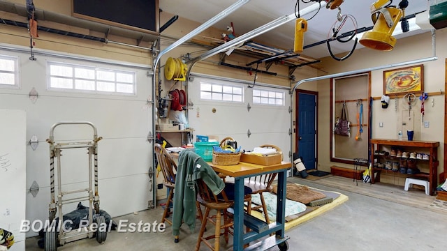 garage with a garage door opener