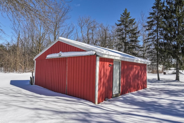 view of snow covered structure