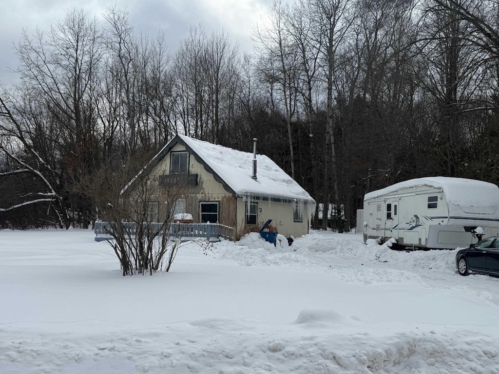 view of snow covered exterior