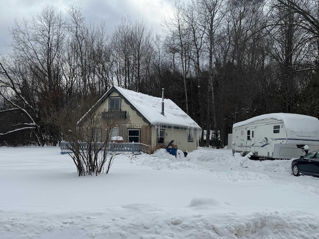 view of snow covered exterior