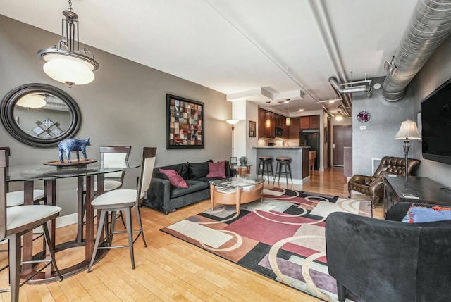 living room featuring light hardwood / wood-style floors