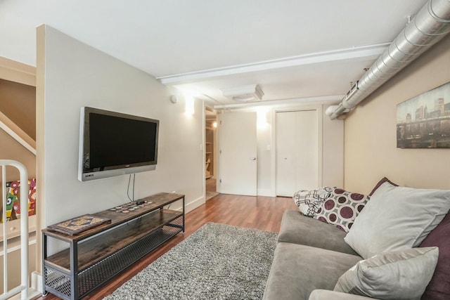 living room with wood-type flooring