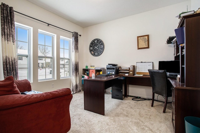 view of carpeted office space