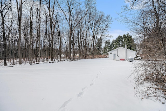 view of yard covered in snow