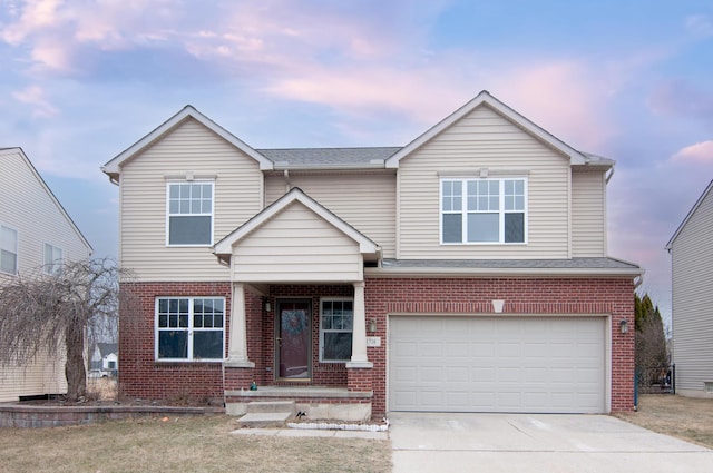 view of front facade featuring a garage