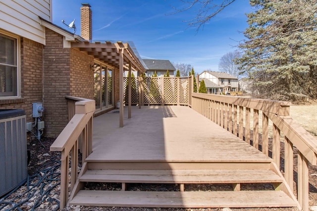 deck with central AC unit