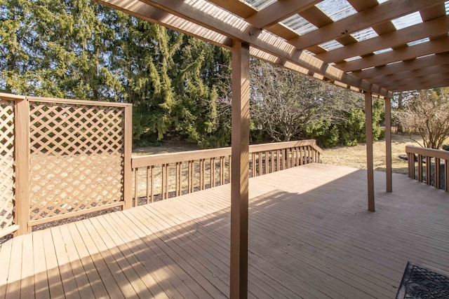 wooden terrace with a pergola