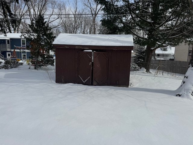 view of snow covered structure