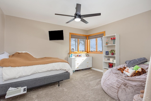 bedroom with carpet floors and ceiling fan