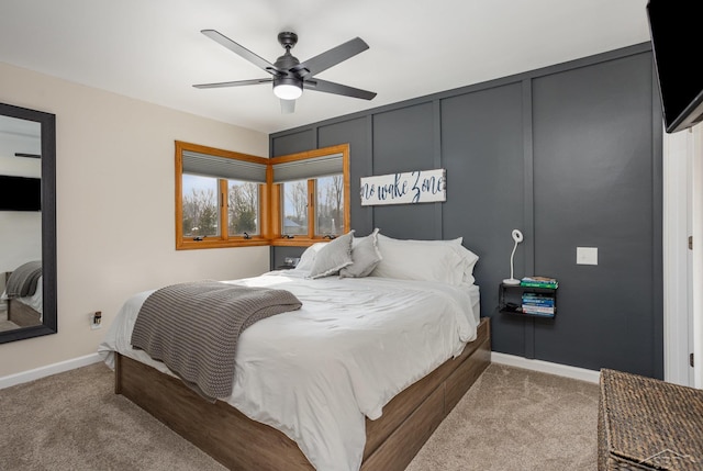 bedroom with carpet and ceiling fan