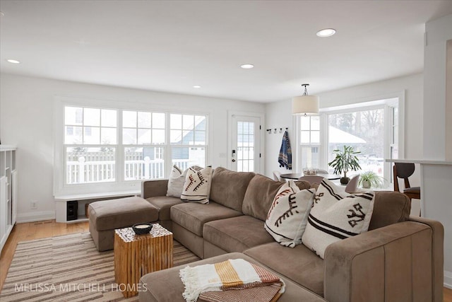 living room featuring light hardwood / wood-style floors