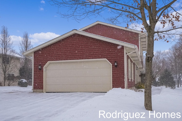 view of snow covered property