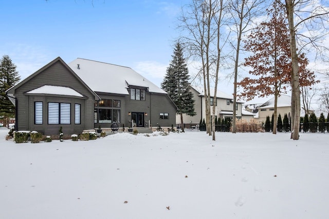 view of snow covered property