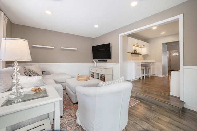 living room featuring dark hardwood / wood-style flooring