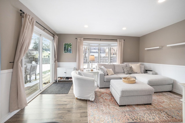 living room with hardwood / wood-style flooring and plenty of natural light