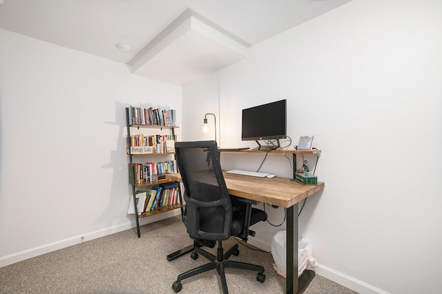 view of carpeted home office