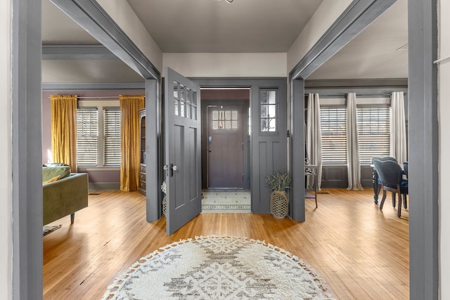 entrance foyer featuring a wealth of natural light and hardwood / wood-style floors