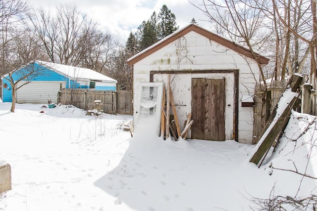 view of snow covered structure