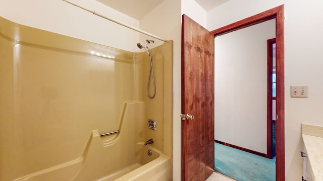 bathroom with vanity and shower / bath combination