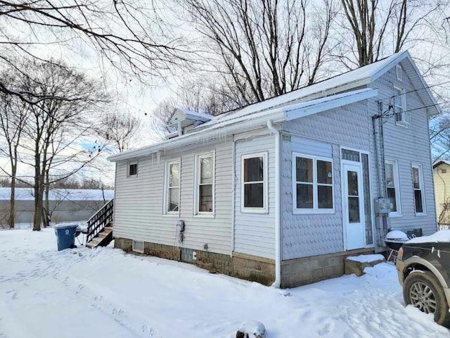 view of snowy exterior