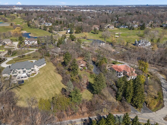 birds eye view of property featuring a residential view and a water view