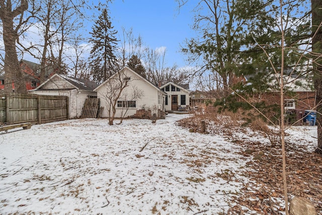 view of snow covered house