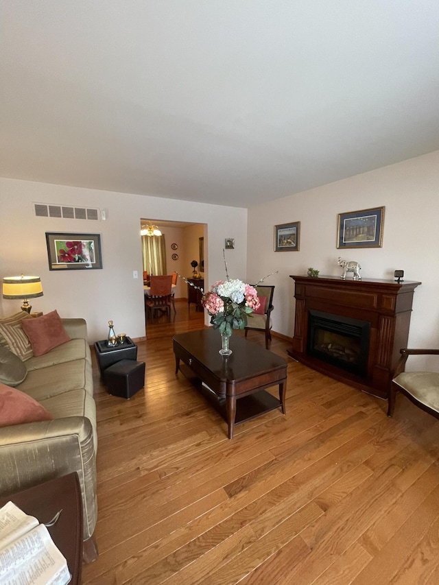 living room featuring light hardwood / wood-style floors