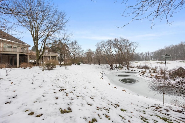 view of yard covered in snow