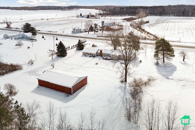 snowy aerial view with a rural view