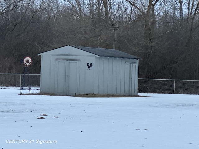 view of snow covered structure