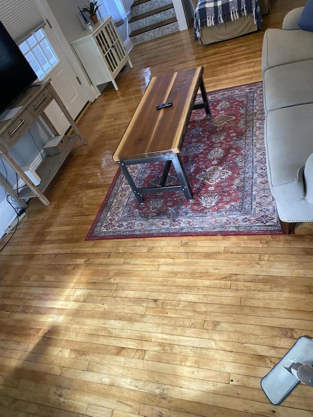 living room with hardwood / wood-style floors