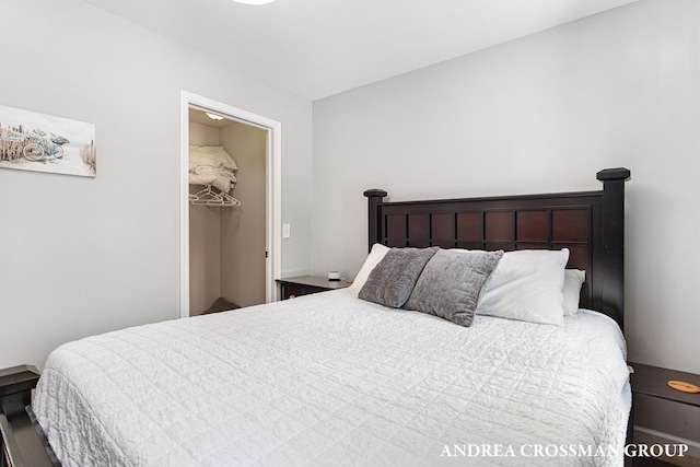 bedroom with a walk in closet