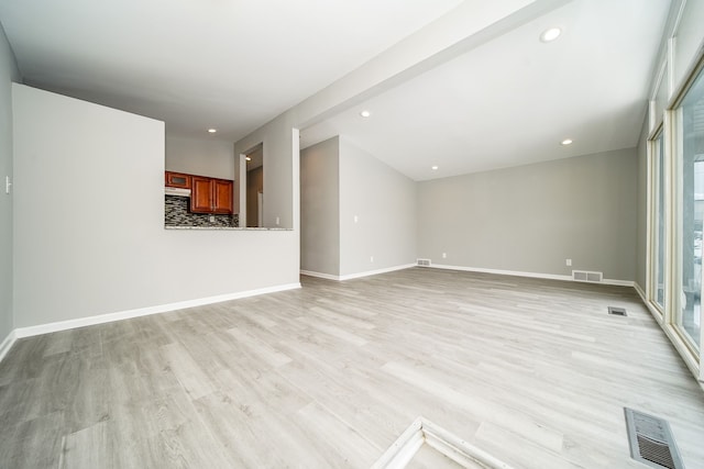 unfurnished living room featuring light hardwood / wood-style floors