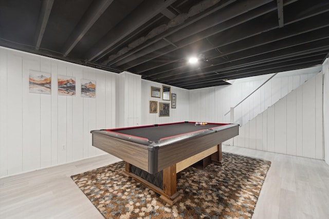 rec room featuring billiards and hardwood / wood-style floors