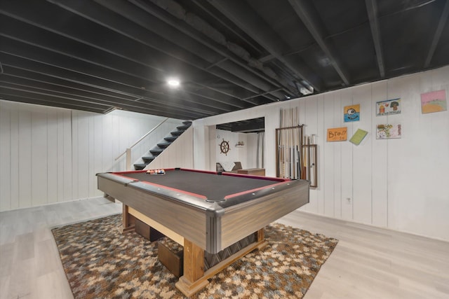 game room featuring billiards and wood-type flooring