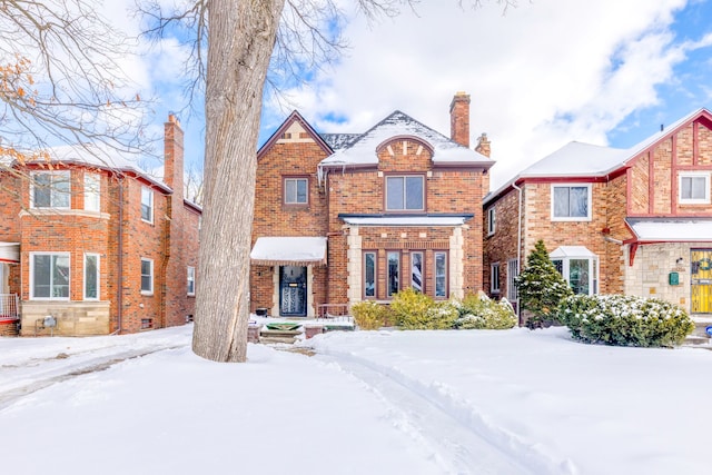 view of snow covered property