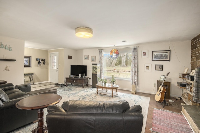 living room with hardwood / wood-style flooring