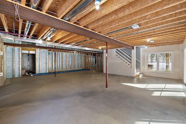 basement featuring stairway