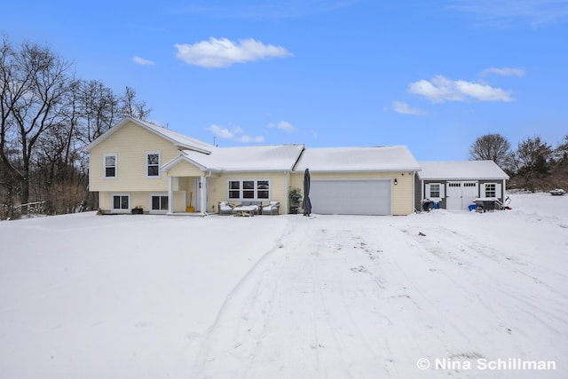 split level home with a garage