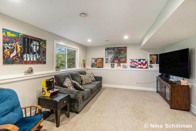 834 N Michigan St, Fremont, MI 49412 - living area featuring carpet floors and recessed lighting