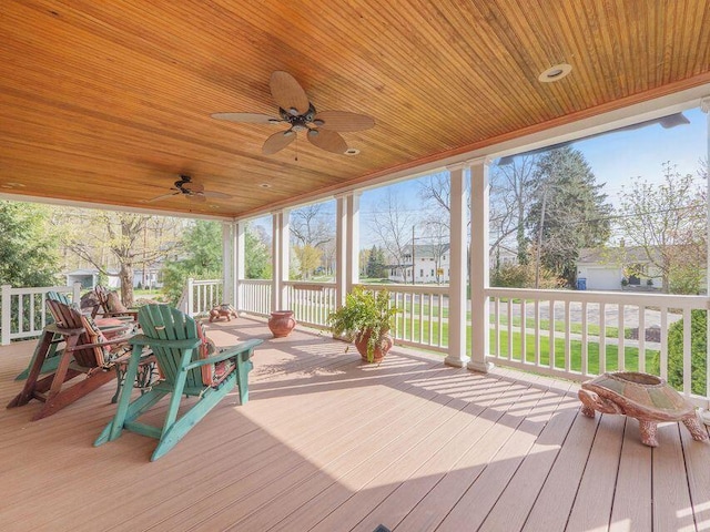 deck featuring a ceiling fan