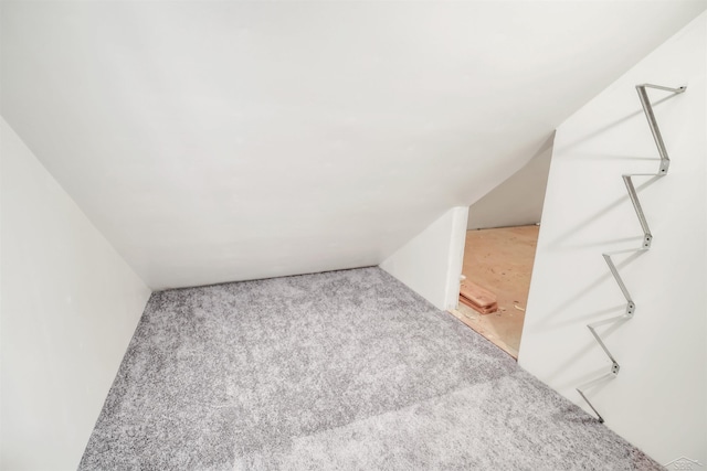 bonus room with lofted ceiling and carpet floors