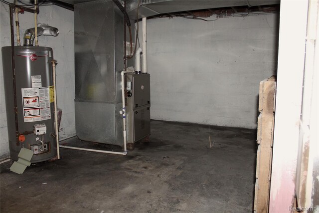 1629 Seminole St, Flint, MI 48503 - unfinished basement featuring water heater and heating unit