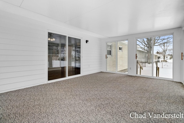 view of unfurnished sunroom