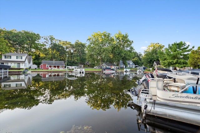 dock area with a water view